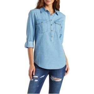 NWOT Charlotte Russe Light Wash Denim Shirt